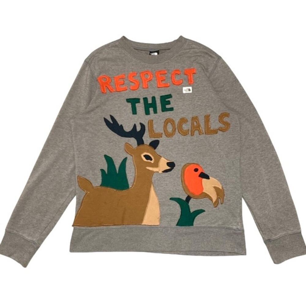 Custom Upcycled North Face “Respect the Locals” Animal Sweatshirt – Large